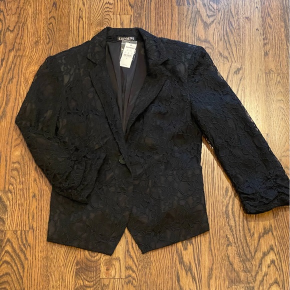 Express Vintage Cropped 2 Button Lace Blazer - Picture 5 of 5